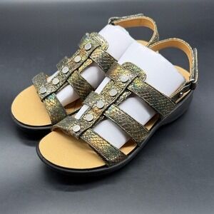 Revere Toledo Peacock Python Sandals Iridescent Metallic Snakeskin Womens 5M NWB